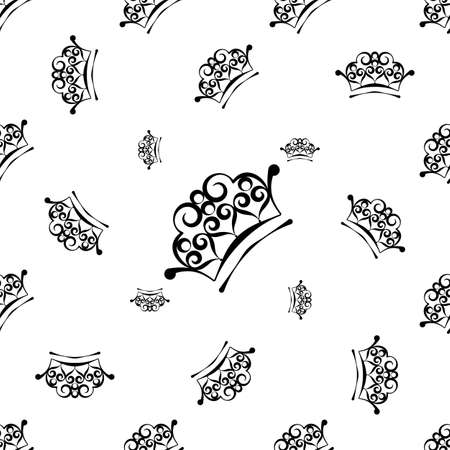 Crown Icon Seamless Pattern, Crown Vector Art Illustrationのイラスト素材