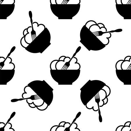 Food On Plate Icon Seamless Pattern Vector Art Illustrationのイラスト素材