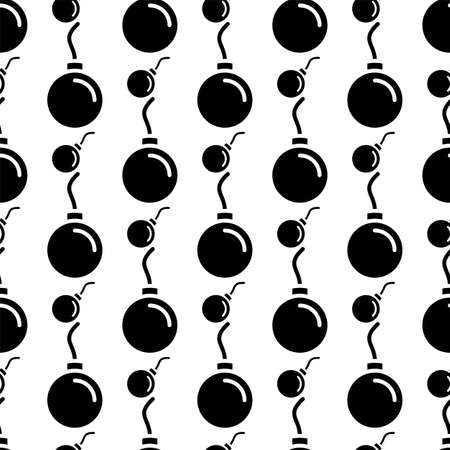 Bomb Icon Seamless Pattern, Explosive Device Vector Art Illustrationのイラスト素材