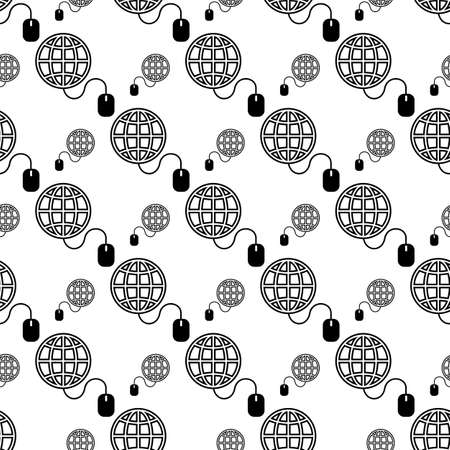 Go To Web Seamless Pattern, Globe Icon, Cursor Arrow Vector Art Illustrationのイラスト素材