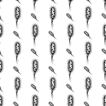 Bacteria Icon, Bacteria Seamless Pattern Vector Art Illustrationのイラスト素材