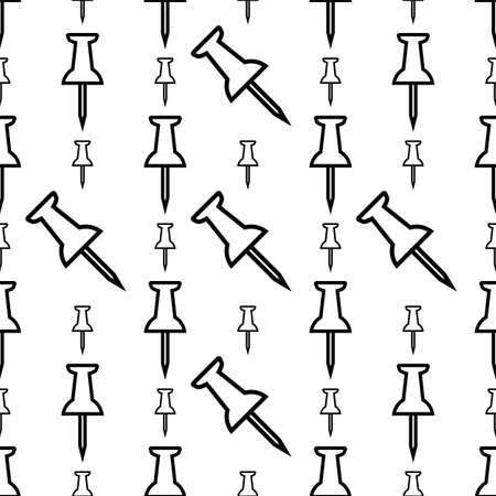 Drawing Pin Icon Seamless Pattern, Push Pin Seamless Pattern Vector Art Illustrationのイラスト素材