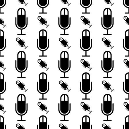 Microphone Icon Seamless Pattern Vector Art Illustrationのイラスト素材