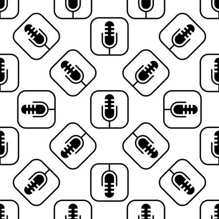 Microphone Icon Seamless Pattern Vector Art Illustrationのイラスト素材