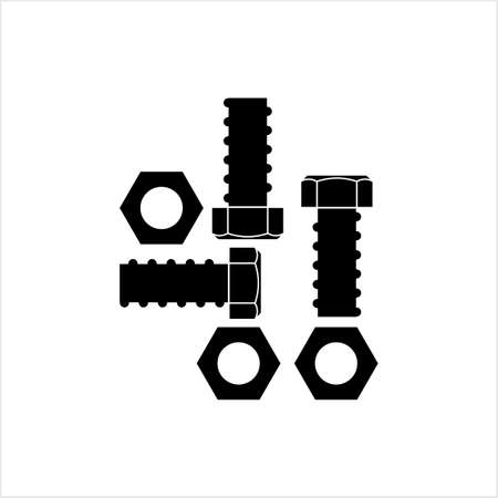 Nut And Bolt Icon, Hex Nut Vector Art Illustrationのイラスト素材