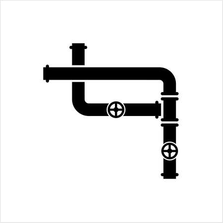 Pipe Icon, Pipe Fitting Icon, Water, Gas, Oil Pipeline, Plumbing Work Vector Art Illustrationのイラスト素材