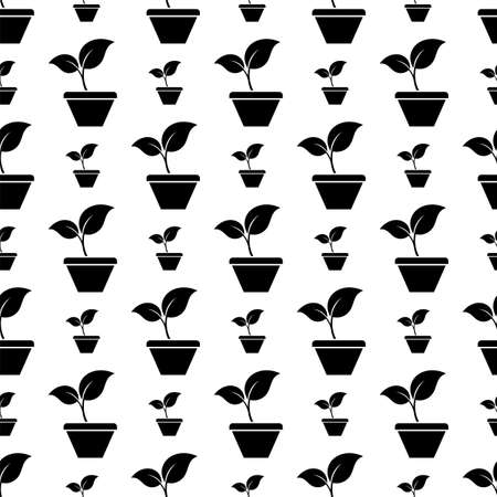 Plant Pot Icon Seamless Pattern Vector Art Illustrationのイラスト素材