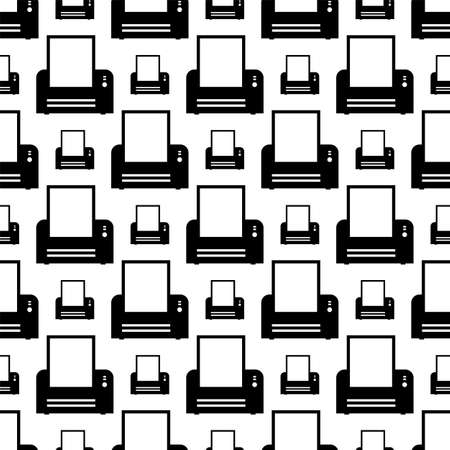 Printer Icon Seamless Pattern, Ink Jet, Laser Printer Vector Art Illustrationのイラスト素材