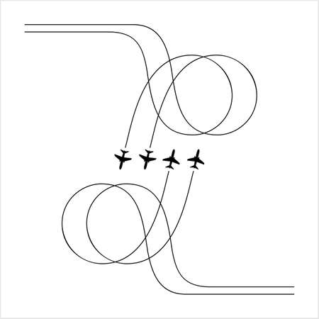 Airplane Flying Formation, Air Show Display, The Disciplined Flight Vector Art Illustrationのイラスト素材