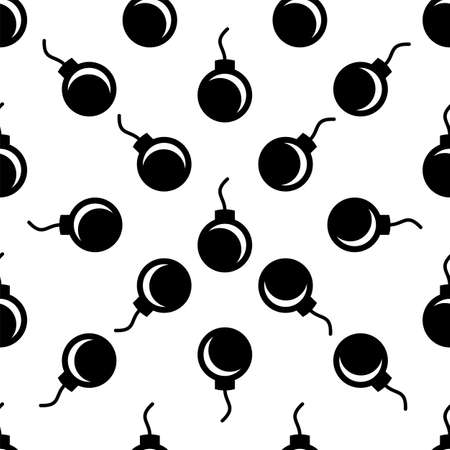 Bomb Icon Seamless Pattern, Explosive Device Vector Art Illustrationのイラスト素材