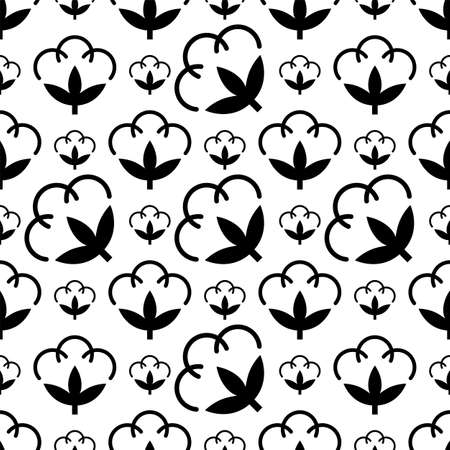 Cotton Flower Icon Seamless Pattern, Cotton Ball, Cotton Fiber Seamless Pattern Vector Art Illustrationのイラスト素材