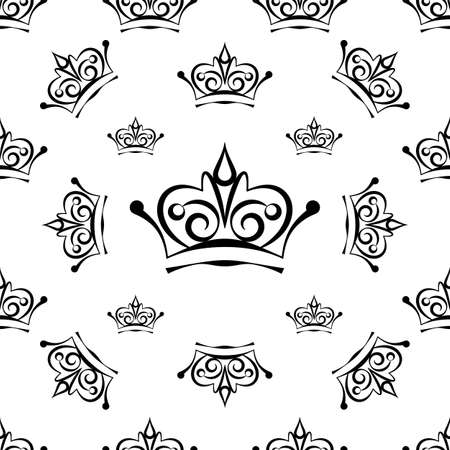 Crown Icon Seamless Pattern, Crown Vector Art Illustrationのイラスト素材