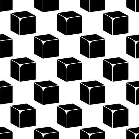 Cube Icon, 3d Line Art Design Seamless Pattern Vector Art Illustrationのイラスト素材
