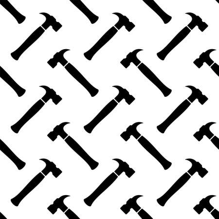 Hammer Icon Seamless Pattern, Tool Design Seamless Pattern Vector Art Illustrationのイラスト素材
