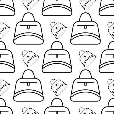 Handbag Icon Seamless Pattern, Hand Bag Design Vector Art Illustrationのイラスト素材