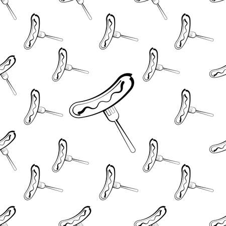 Hot Dog Icon Seamless Pattern Vector Art Illustrationのイラスト素材