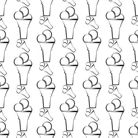 Ice Cream Cone Icon Seamless Pattern Vector Art Illustrationのイラスト素材