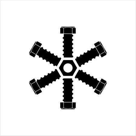 Nut And Bolt Icon, Hex Nut Vector Art Illustrationのイラスト素材