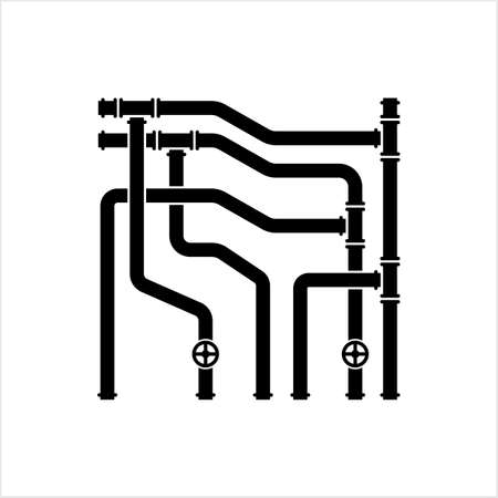 Pipe Icon, Pipe Fitting Icon, Water, Gas, Oil Pipeline, Plumbing Work Vector Art Illustrationのイラスト素材