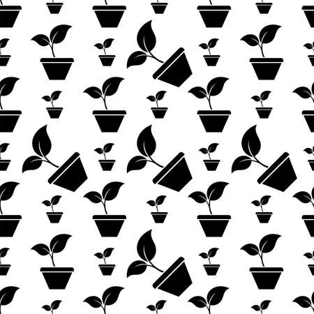 Plant Pot Icon Seamless Pattern Vector Art Illustrationのイラスト素材
