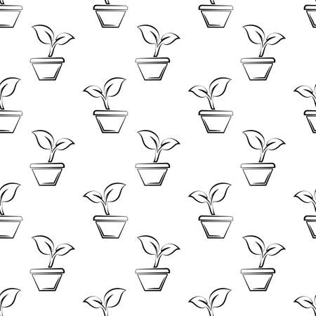 Plant Pot Icon Seamless Pattern Vector Art Illustrationのイラスト素材