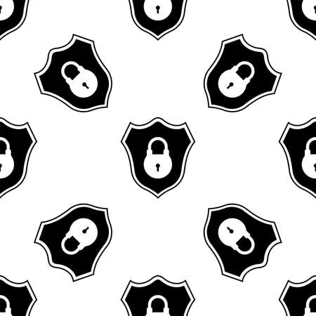 Shield Secure Lock Icon, Shield Internet Privacy Protection Icon Seamless Pattern Vector Art Illustrationのイラスト素材