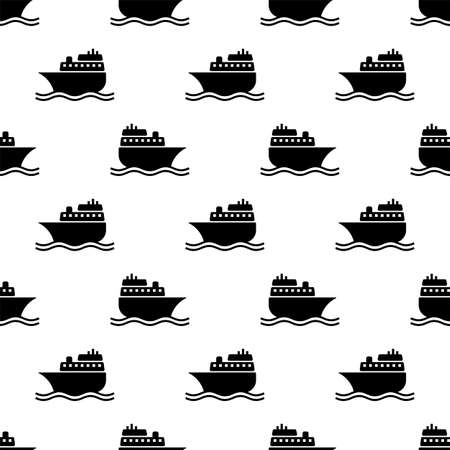 Ship Icon Seamless Pattern, Boat Icon Vector Art Illustrationのイラスト素材