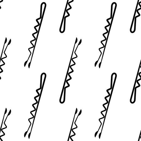 Hair Pin Icon Seamless Pattern, Hair Bobby Pin Icon, Bobby Pin Icon Vector Art Illustrationのイラスト素材