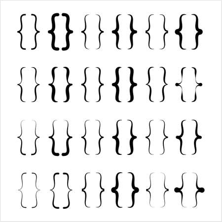 Curly Bracket Icon, Braces Set Vector Art Illustrationのイラスト素材