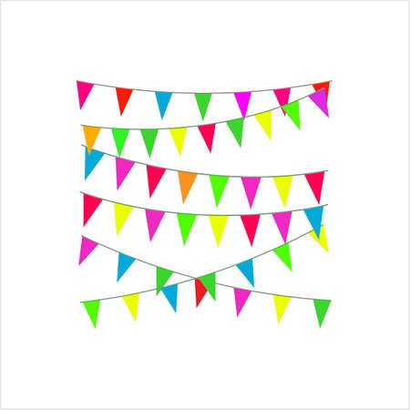 Bunting Flags, Celebration, Party Decoration Item Vector Art Illustrationのイラスト素材