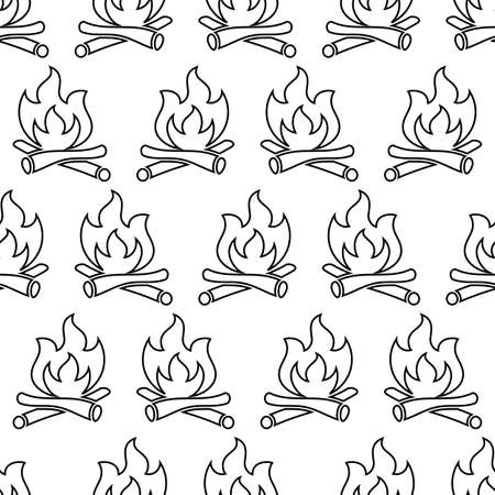 Campfire Icon Seamless Pattern, Camp Fire Vector Art Illustrationのイラスト素材