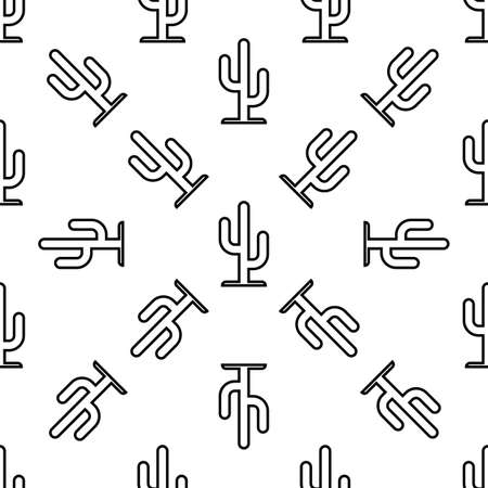 Cactus Icon Seamless Pattern, Cactus Plant Icon Vector Art Illustrationのイラスト素材