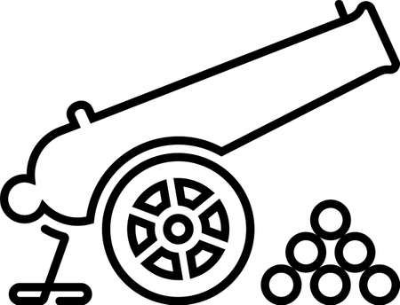 Cannon Icon, Weapon Icon, Old Style Vector Art Illustrationのイラスト素材