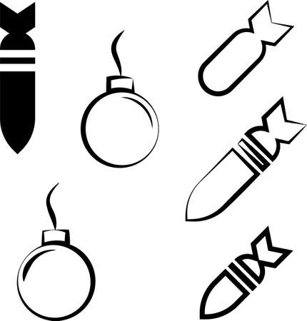 Bomb Icon Collection, Explosive Device Vector Art Illustrationのイラスト素材