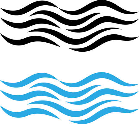 Water Wave Icon, Water Wave Sign Vector Art Illustrationのイラスト素材