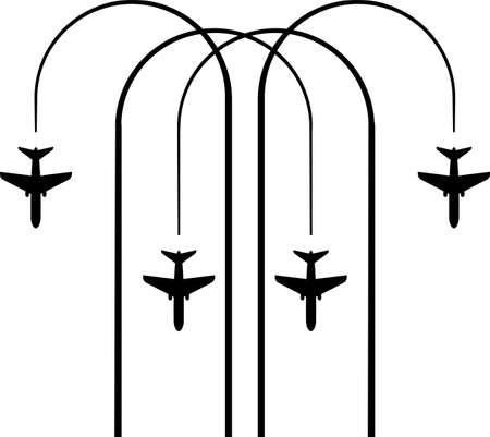 Airplane Flying Formation, Air Show Display, The Disciplined Flight Vector Art Illustrationのイラスト素材