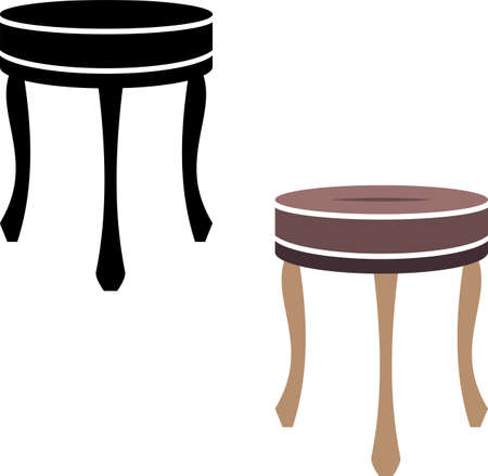 Stool Icon, Furniture Icon Vector Art Illustrationのイラスト素材