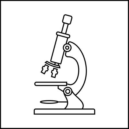 Microscope Icon, Laboratory Magnification Instrument Vector Art Illustrationのイラスト素材