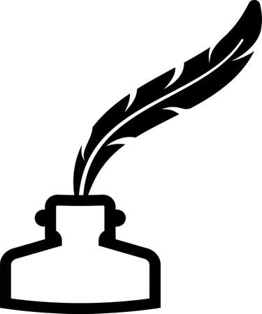 Quill And Ink Bottle Icon Vector Art Illustrationのイラスト素材