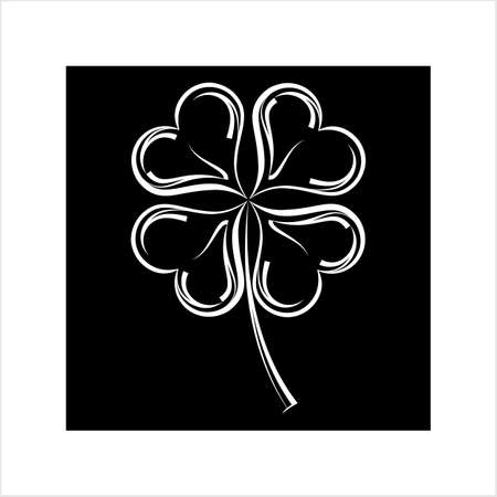 Clover Four Leaf Shamrock Calligraphic Vector Art Illustrationのイラスト素材