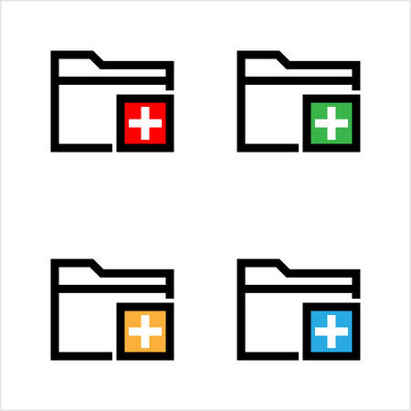 Computer New Folder Icon, Create New File Folder, Add New Folder Vector Art Illustrationのイラスト素材
