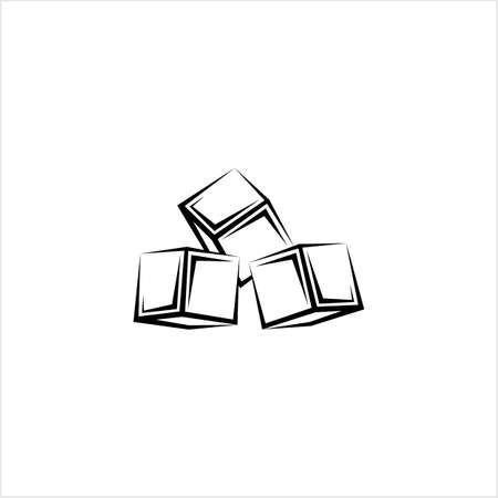 Cube Icon, 3d Line Art Design Vector Art Illustrationのイラスト素材