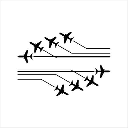 Airplane Flying Formation, Air Show Display, The Disciplined Flight Vector Art Illustrationのイラスト素材