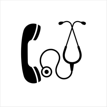 Medical Call Icon, Medical Assistance Call Vector Art Illustrationのイラスト素材