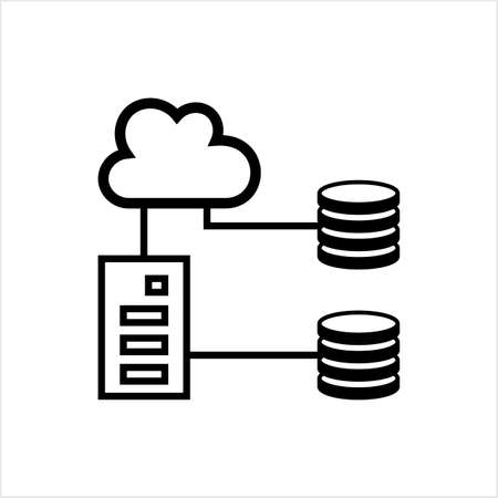 Cloud Database Icon, Data Base Icon Vector Art Illustration