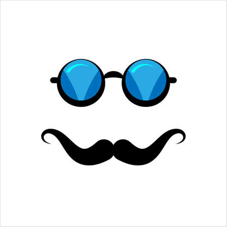 Moustache And Glasses Icon, Mustache And Glasses Icon Vector Art Illustrationのイラスト素材