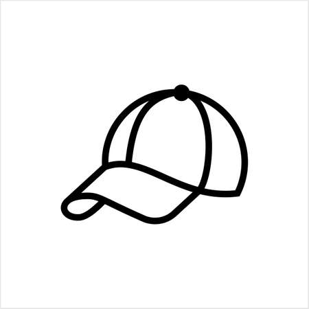 Baseball Cap Icon, Base Ball Hat Design Vector Art Illustrationのイラスト素材