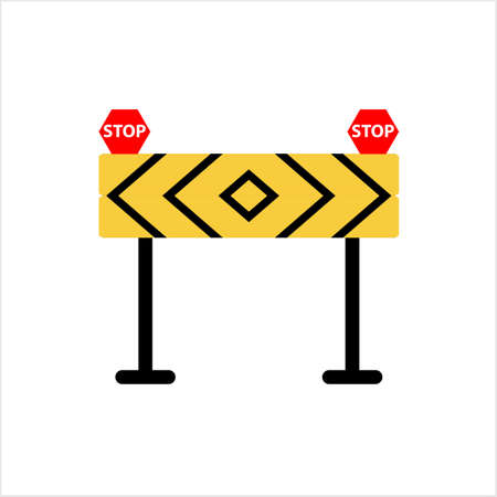 Construction Barrier Icon, Roadblock Barrier Icon Vector Art Illustrationのイラスト素材
