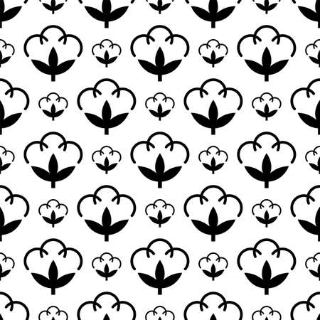Cotton Flower Icon Seamless Pattern, Cotton Ball, Cotton Fiber Seamless Pattern Vector Art Illustrationのイラスト素材