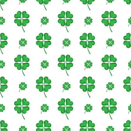 Clover Four Leaf Shamrock Seamless Pattern Vector Art Illustrationのイラスト素材